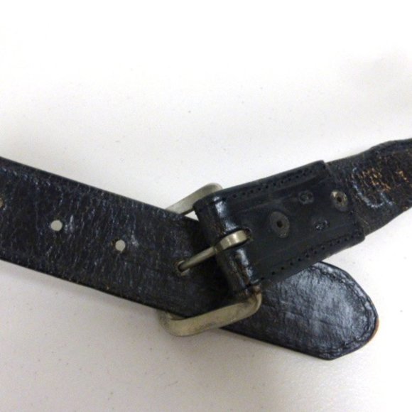 Vintage silver + gold concha tooled leather western belt 38 - Picture 3 of 7